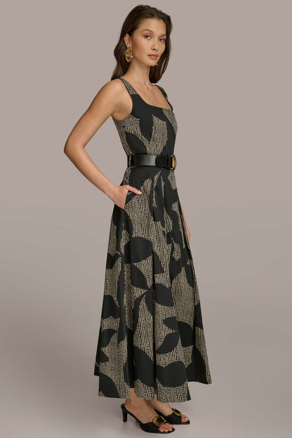 COTTON SLEEVELESS FLORAL MIDI DRESS