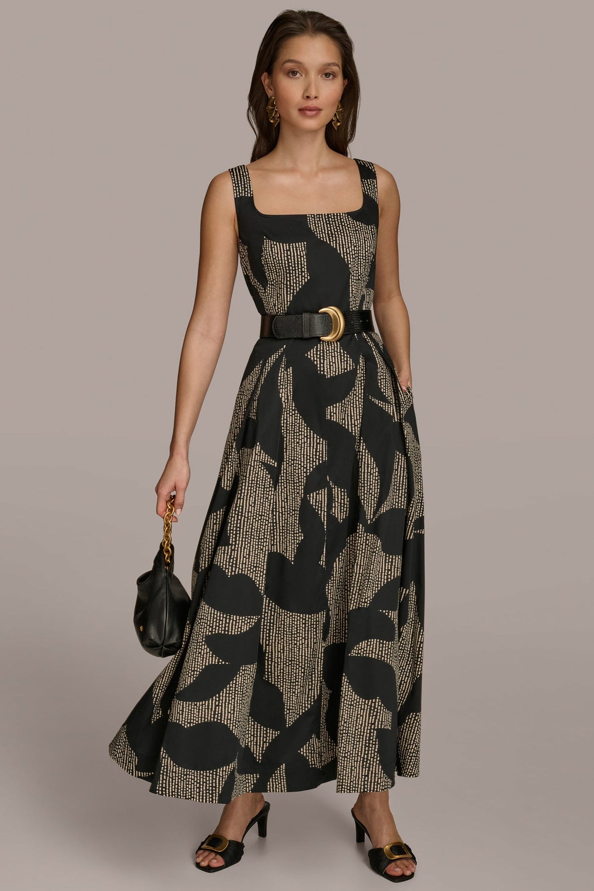 COTTON SLEEVELESS FLORAL MIDI DRESS