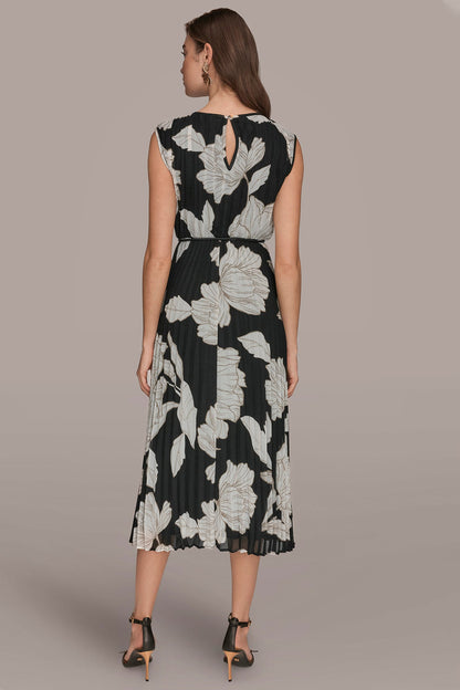 CHIFFON FLORAL MIDI A-LINE DRESS