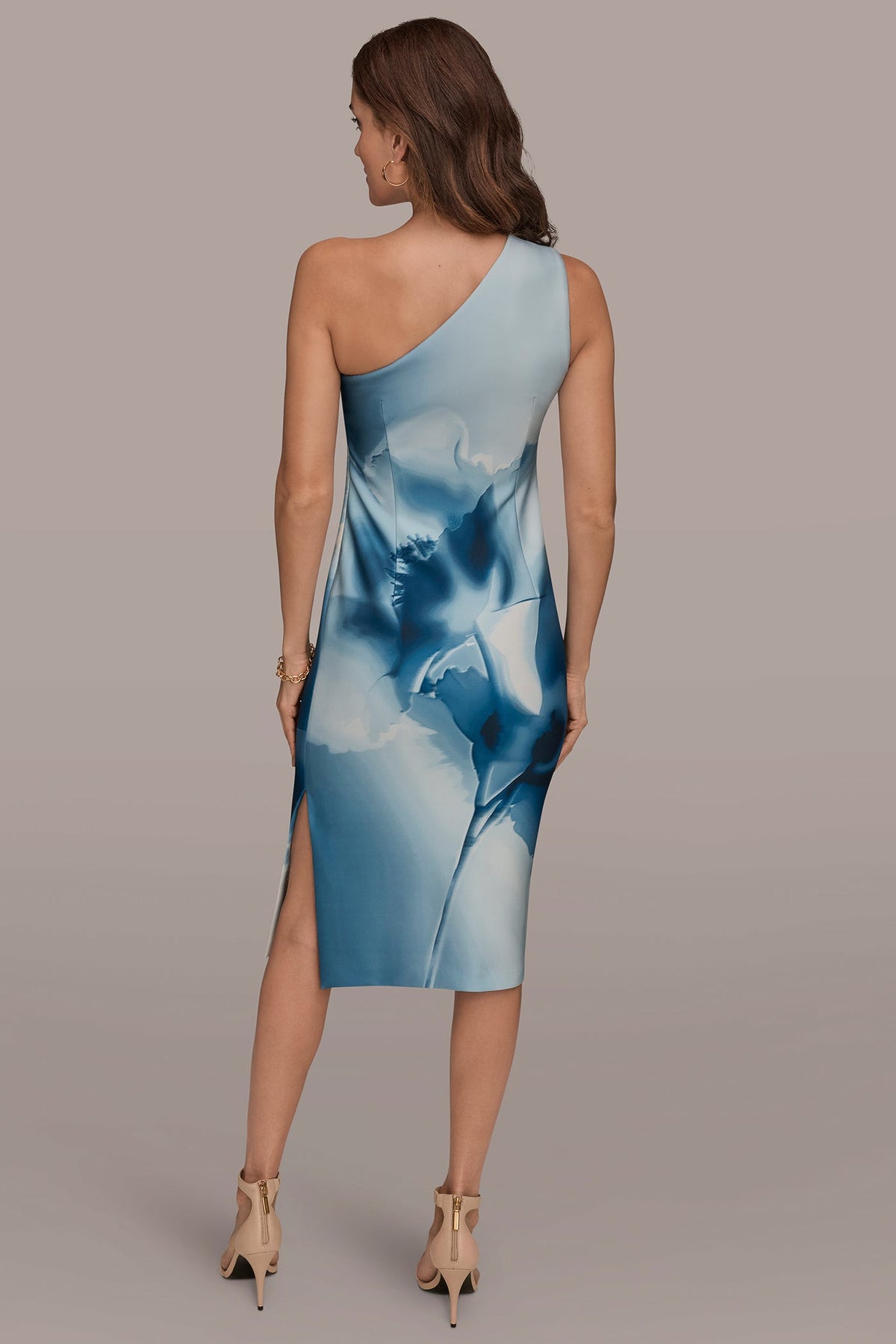 FLORAL ONE-SHOULDER SHEATH DRESS