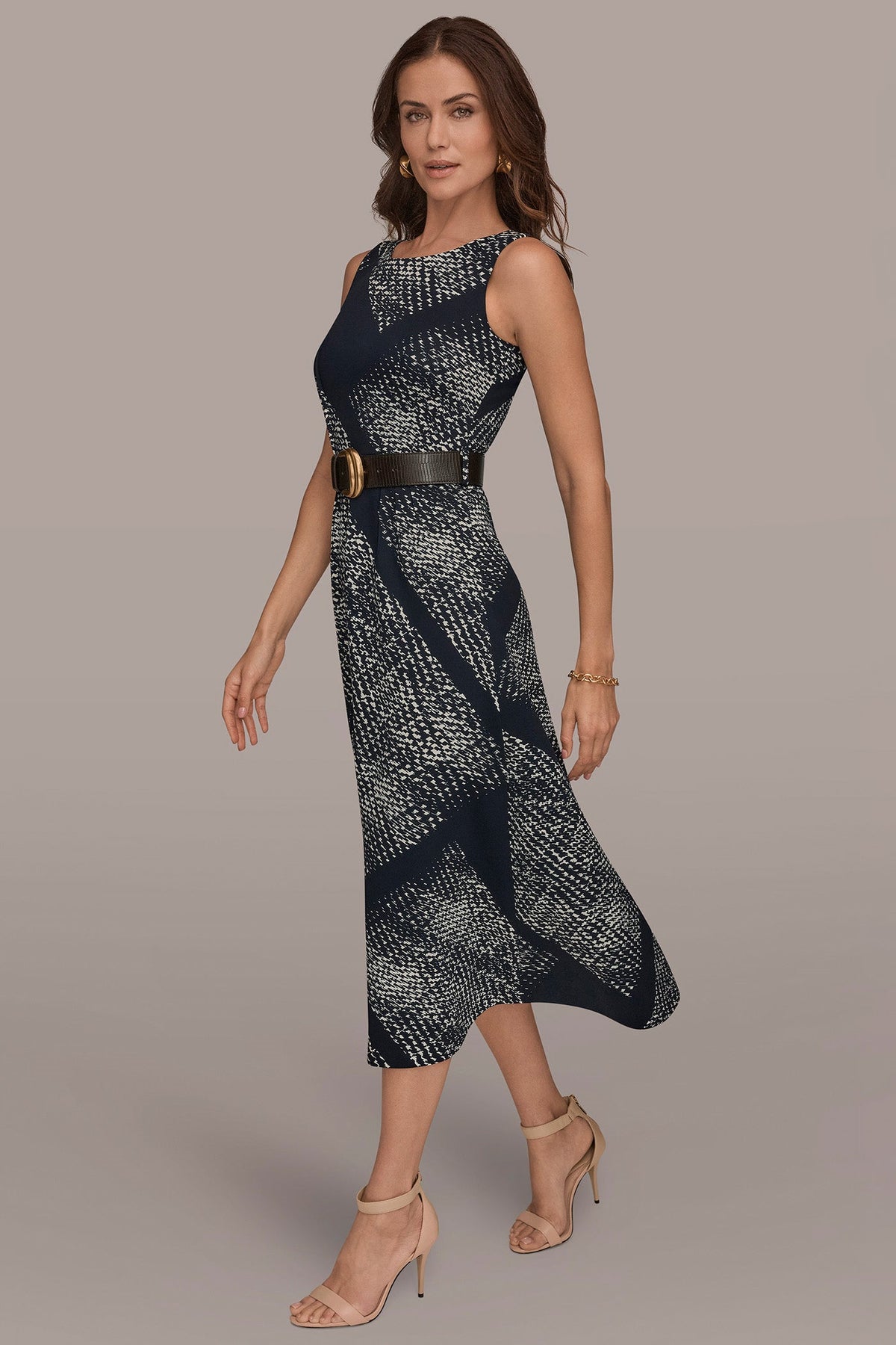 SLEEVELESS PRINTED A-LINE DRESS