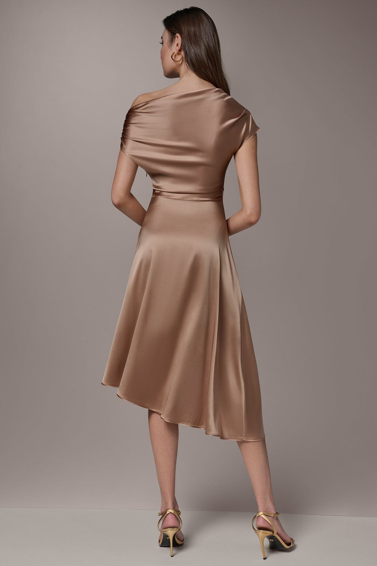 SILK-CHARMEUSE MIDI A-LINE DRESS