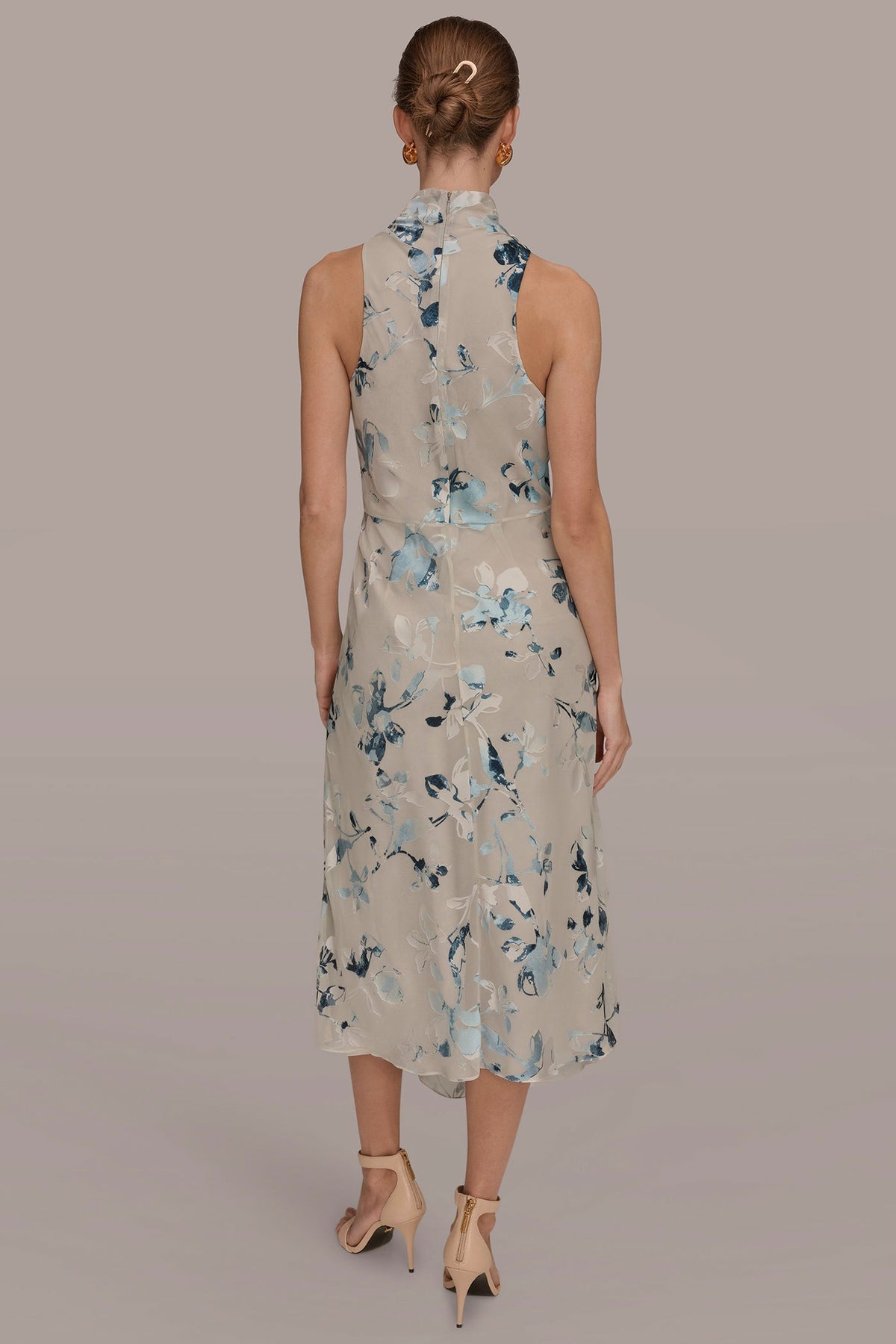FLORAL BURNOUT MIDI A-LINE DRESS