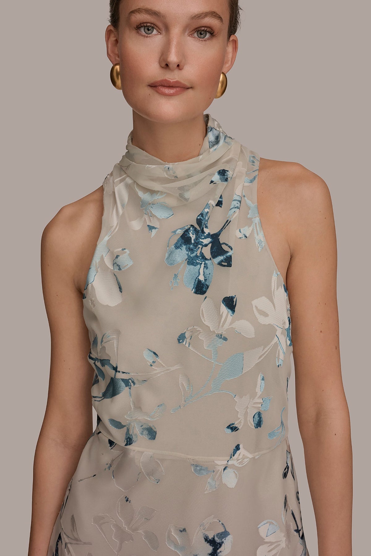 FLORAL BURNOUT MIDI A-LINE DRESS