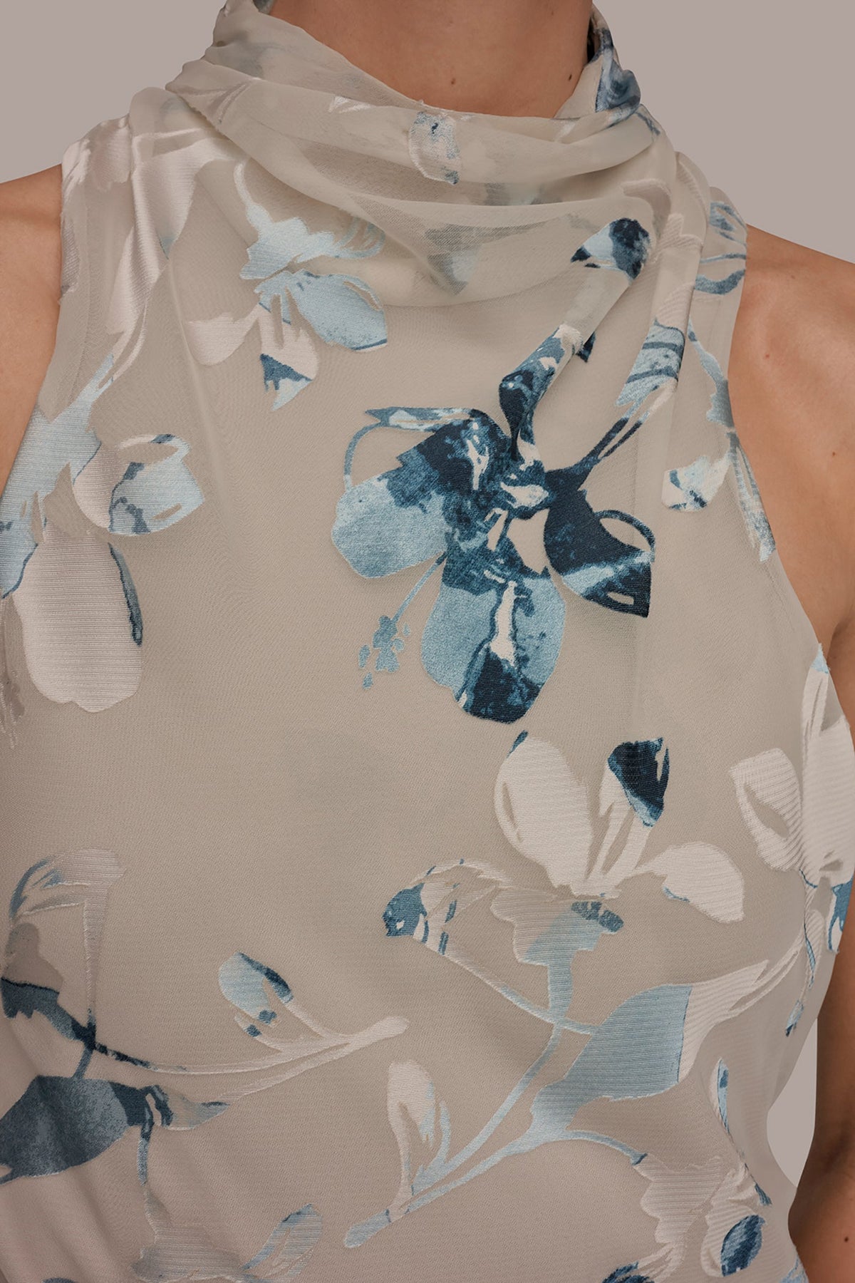 FLORAL BURNOUT MIDI A-LINE DRESS
