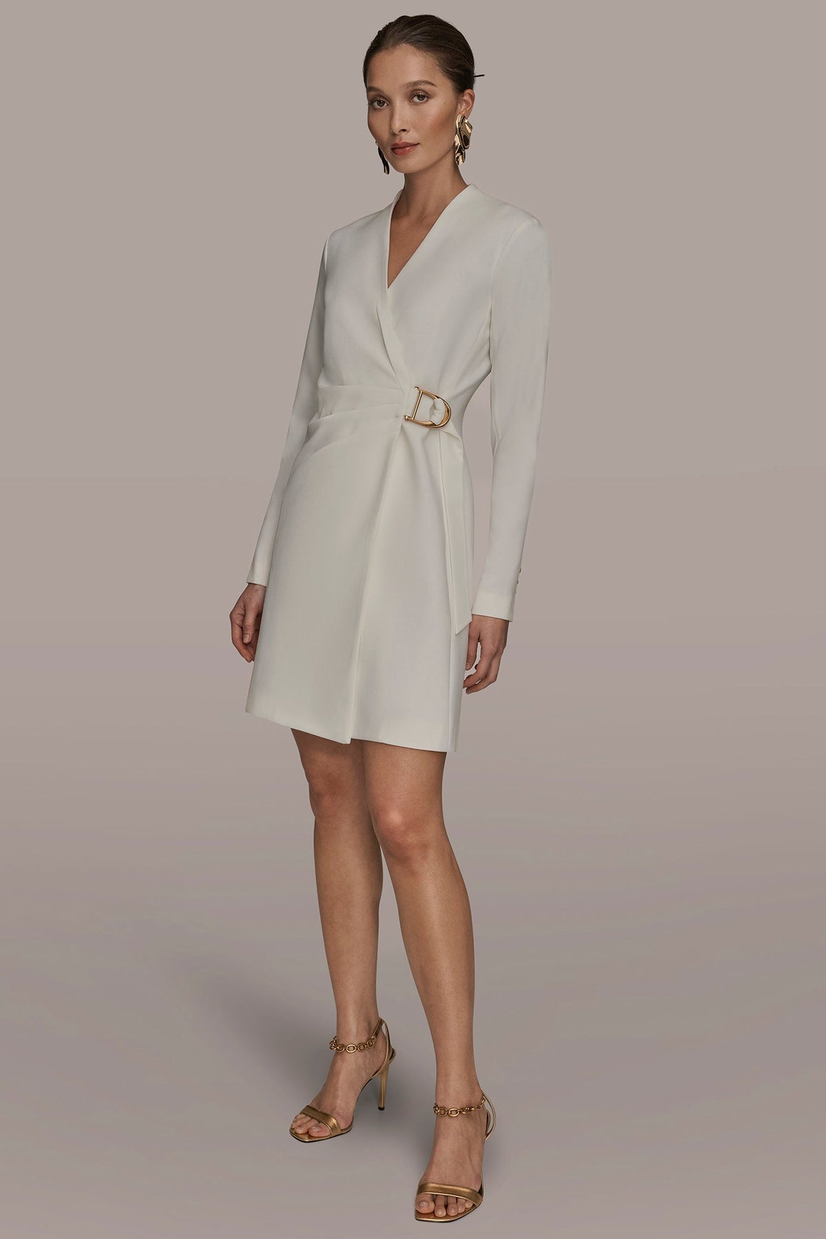 LONG SLEEVE MINI WRAP JACKET DRESS