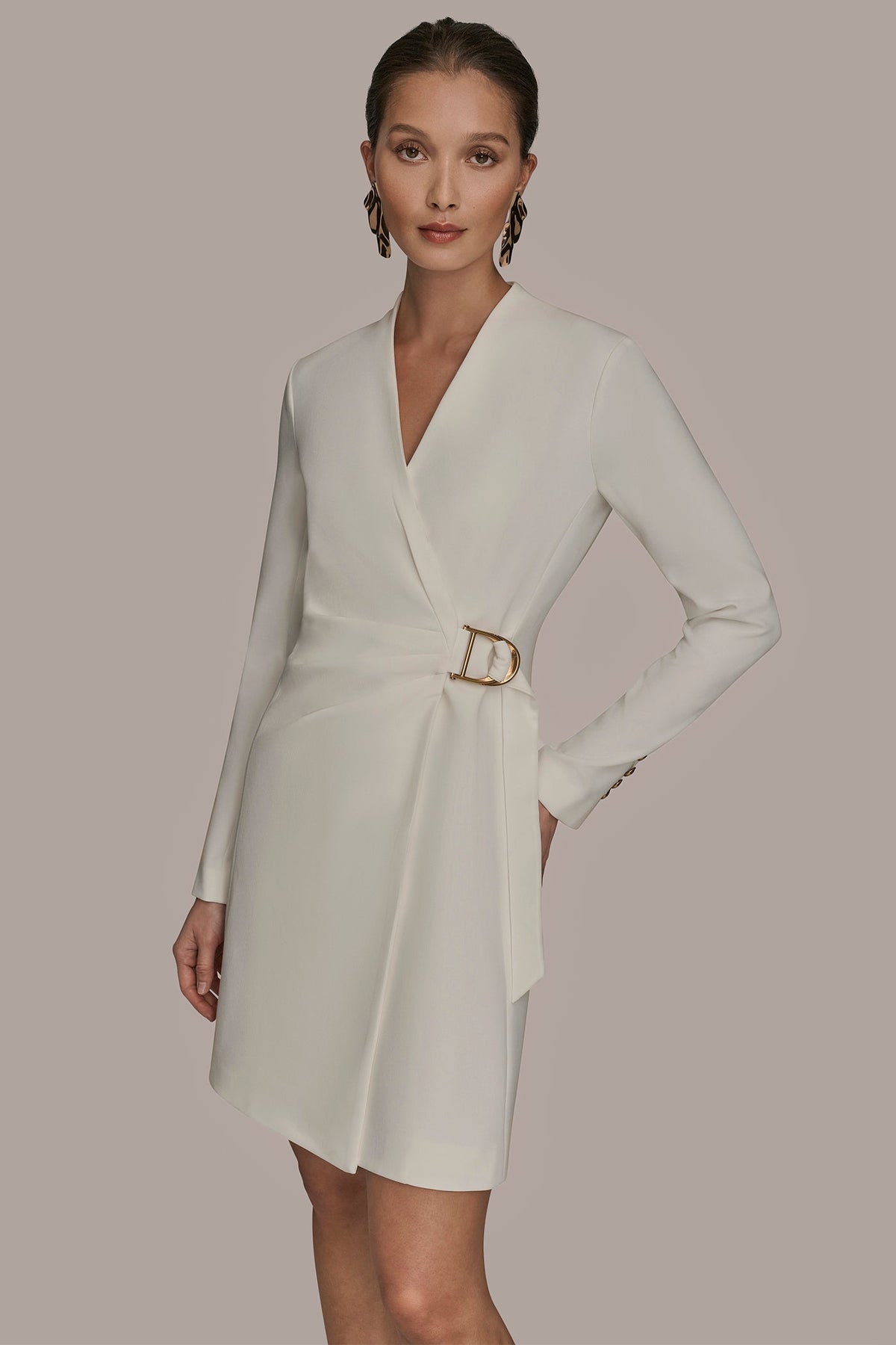 LONG SLEEVE MINI WRAP JACKET DRESS