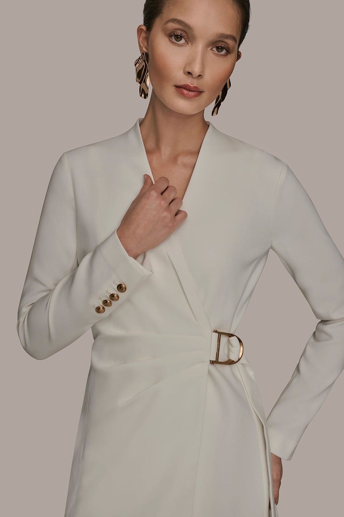 LONG SLEEVE MINI WRAP JACKET DRESS