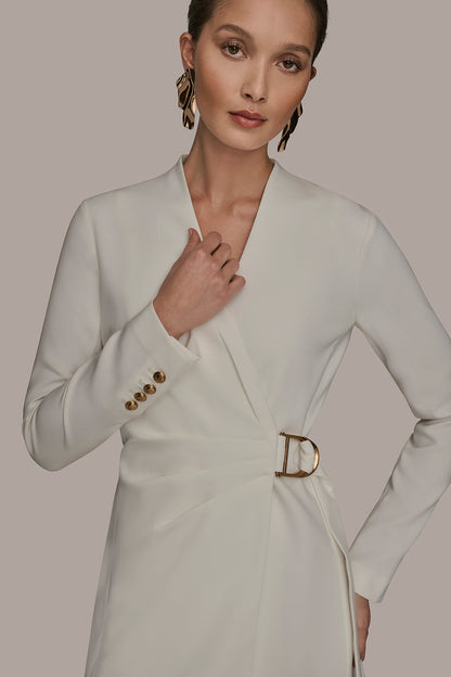 LONG SLEEVE MINI WRAP JACKET DRESS