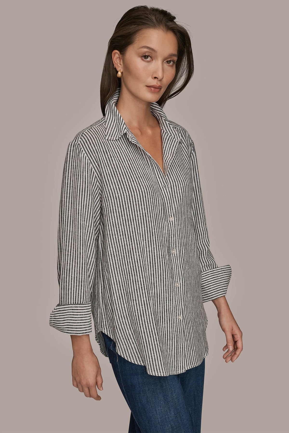 LINEN-BLEND STRIPED SHIRT