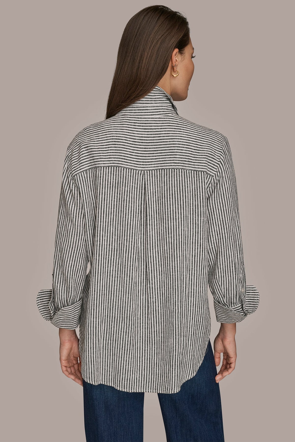 LINEN-BLEND STRIPED SHIRT