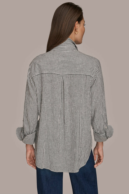 LINEN-BLEND STRIPED SHIRT