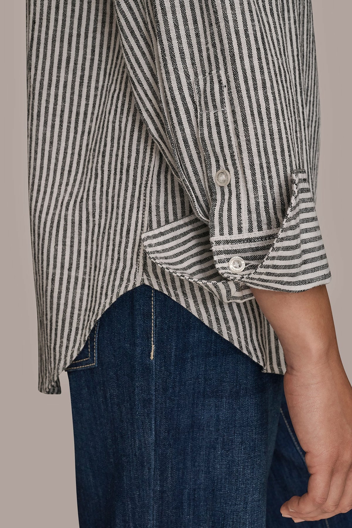 LINEN-BLEND STRIPED SHIRT