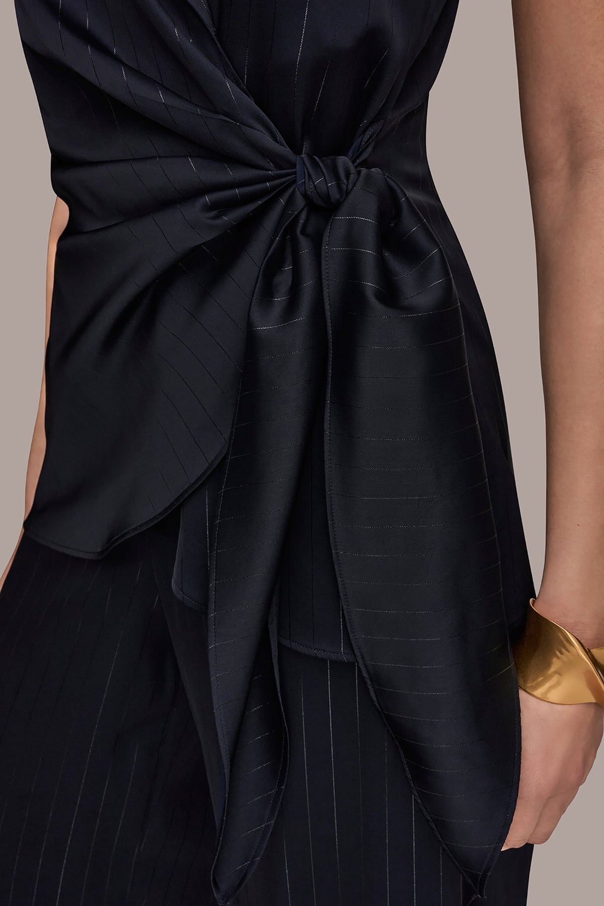 PINSTRIPE FAUX WRAP TOP