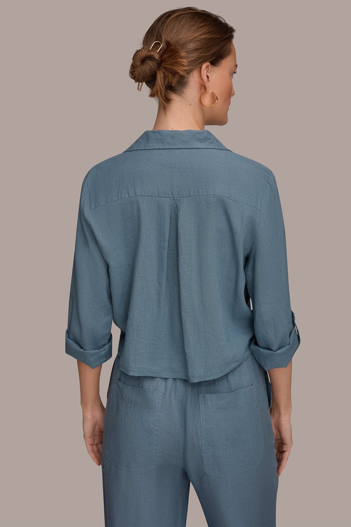 LONG SLEEVE TIE-FRONT BLOUSE