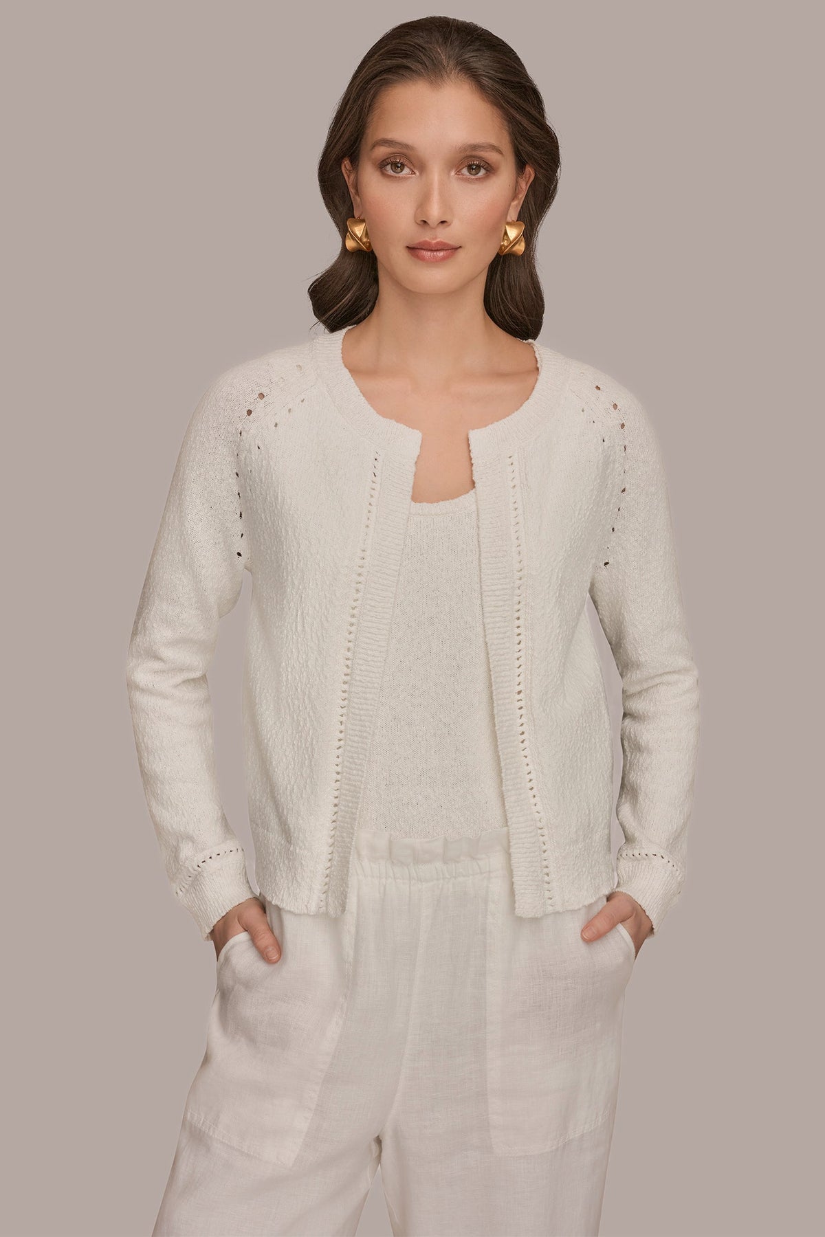 POINTELLE TRIM CARDIGAN