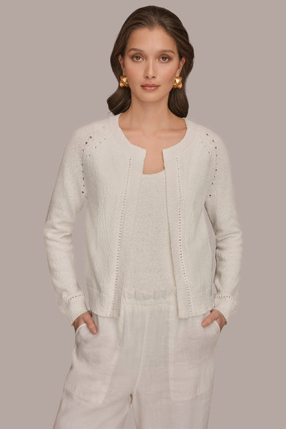 POINTELLE TRIM CARDIGAN