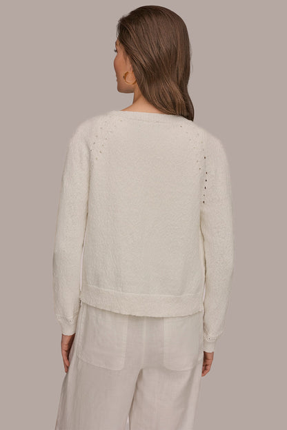 POINTELLE TRIM CARDIGAN