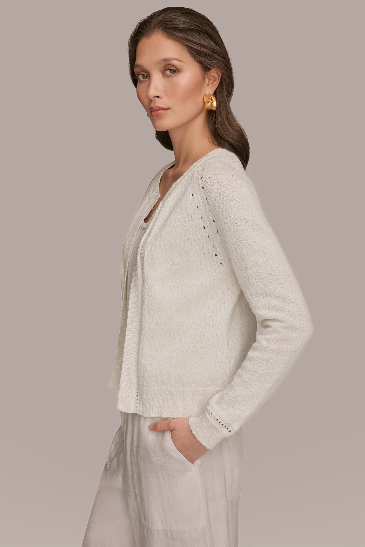 POINTELLE TRIM CARDIGAN