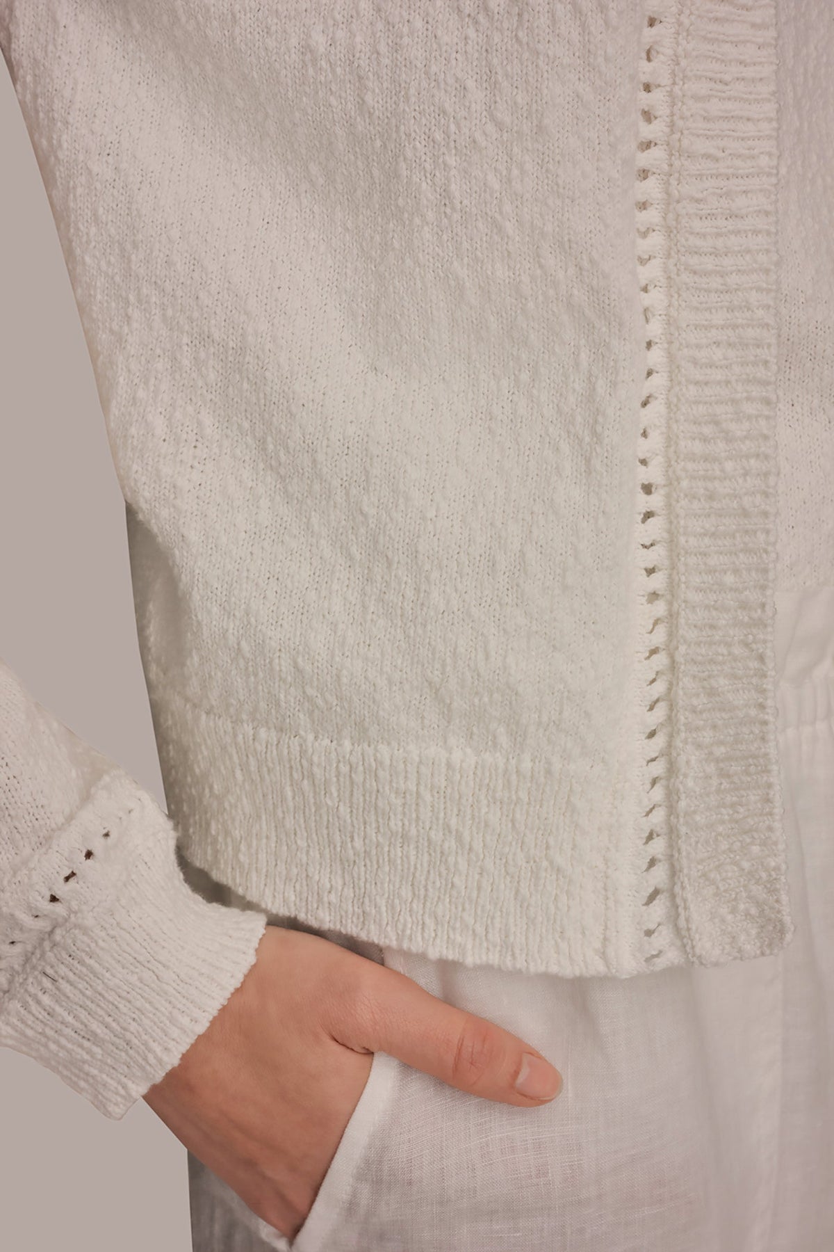 POINTELLE TRIM CARDIGAN