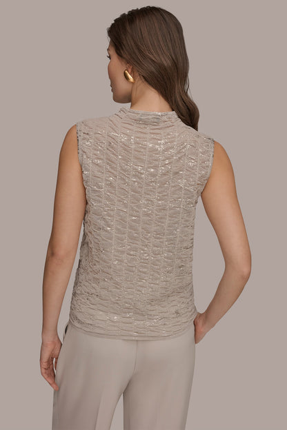 METALLIC RUCHED SWEATER
