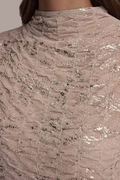 METALLIC RUCHED SWEATER
