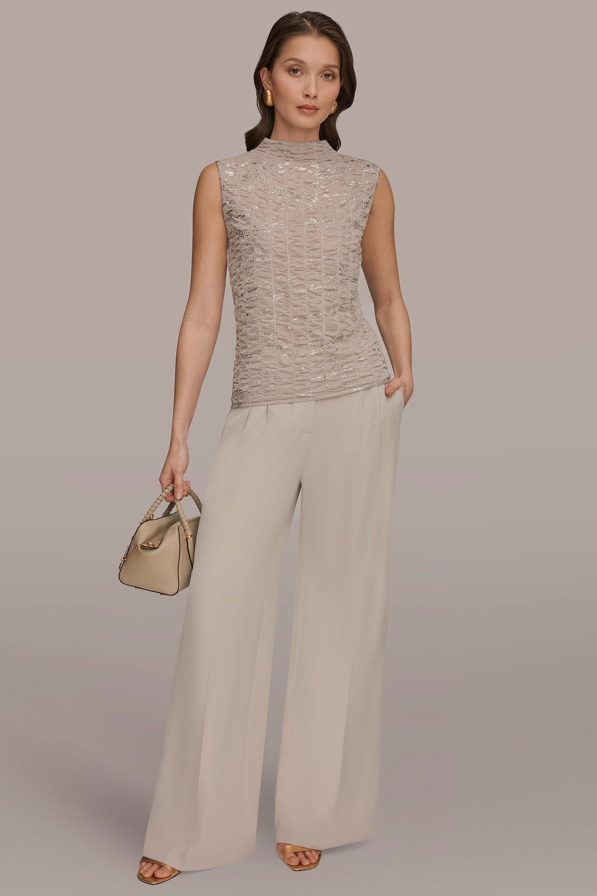 METALLIC RUCHED SWEATER