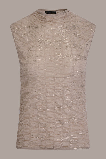 METALLIC RUCHED SWEATER