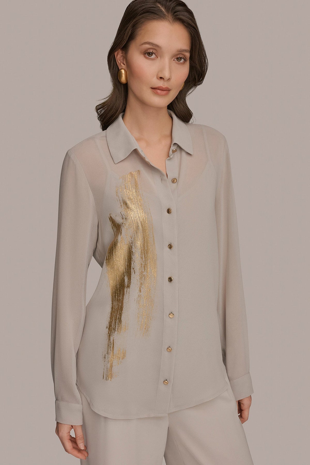 METALLIC BRUSHSTROKE BLOUSE
