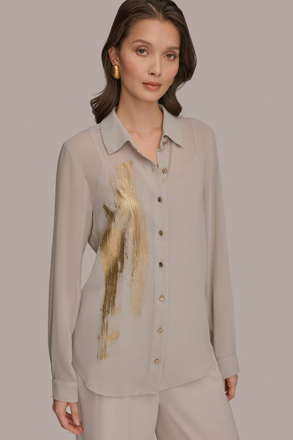 METALLIC BRUSHSTROKE BLOUSE