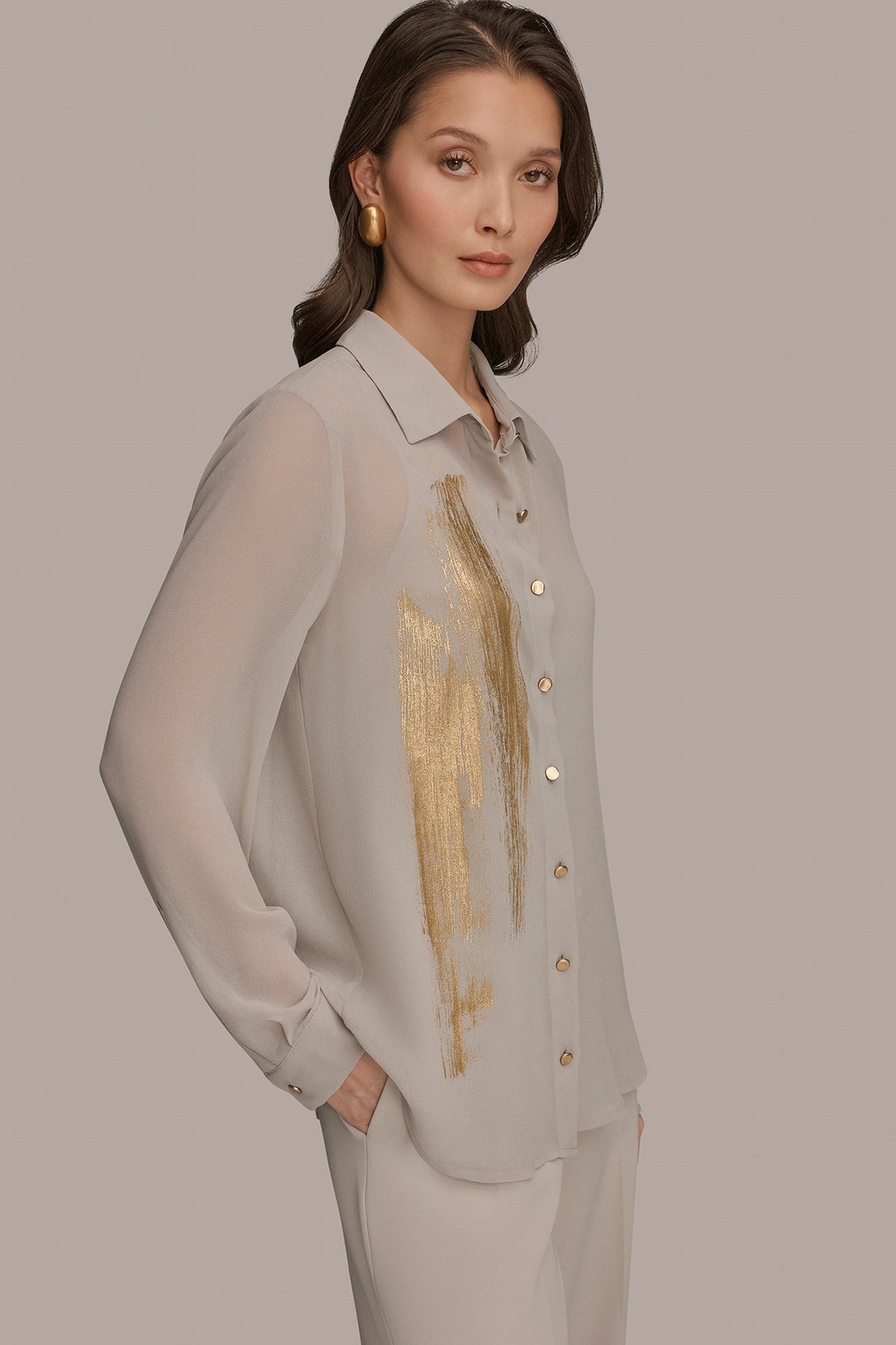 METALLIC BRUSHSTROKE BLOUSE