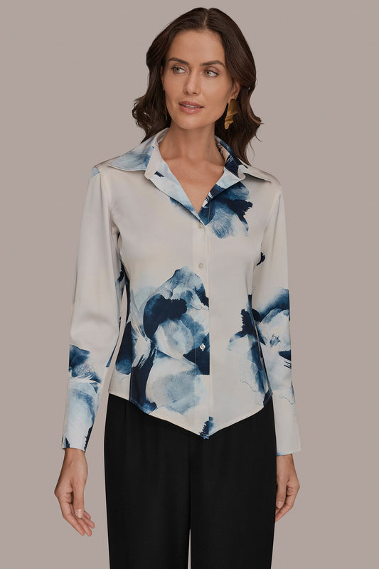FLORAL HIGH-LOW BLOUSE
