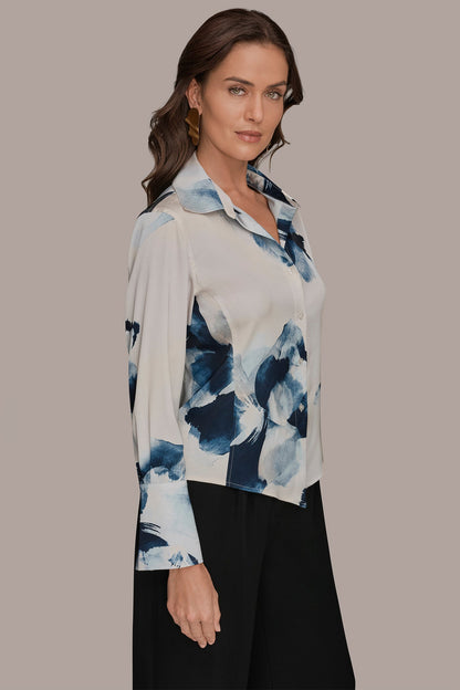 FLORAL HIGH-LOW BLOUSE