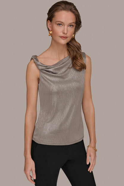 METALLIC ONE-SHOULDER TOP