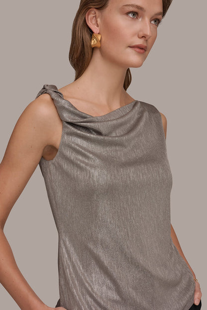 METALLIC ONE-SHOULDER TOP