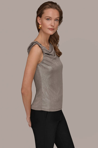 METALLIC ONE-SHOULDER TOP