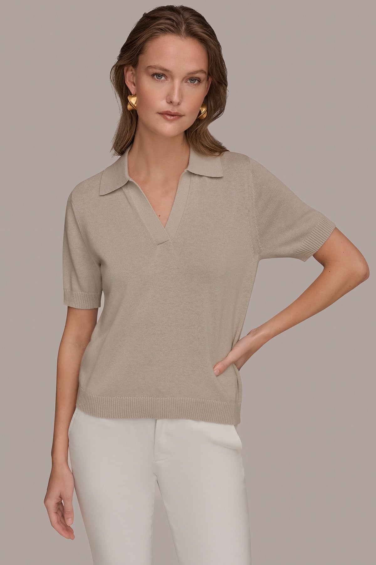 COTTON AND CASHMERE POLO SWEATER