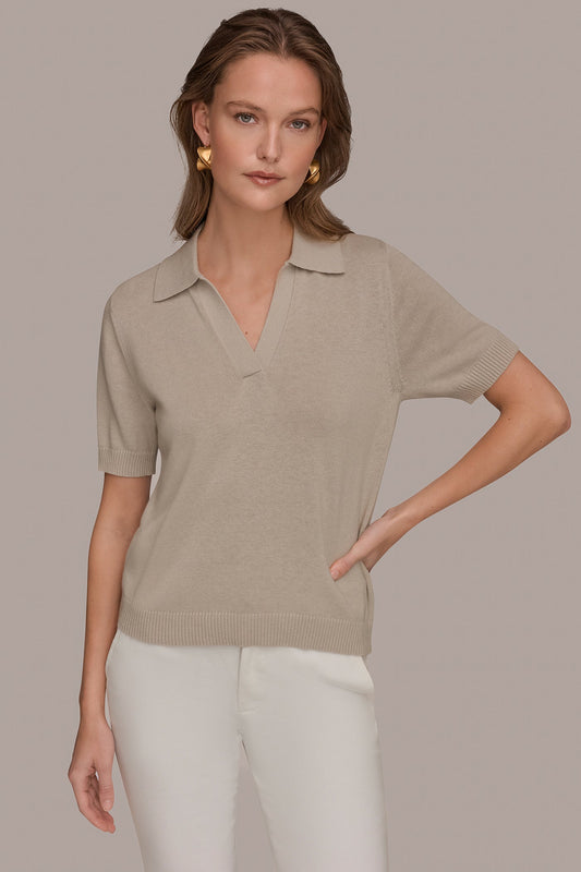 COTTON AND CASHMERE POLO SWEATER