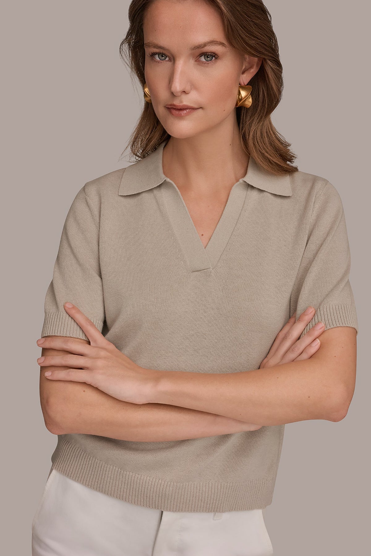 COTTON AND CASHMERE POLO SWEATER