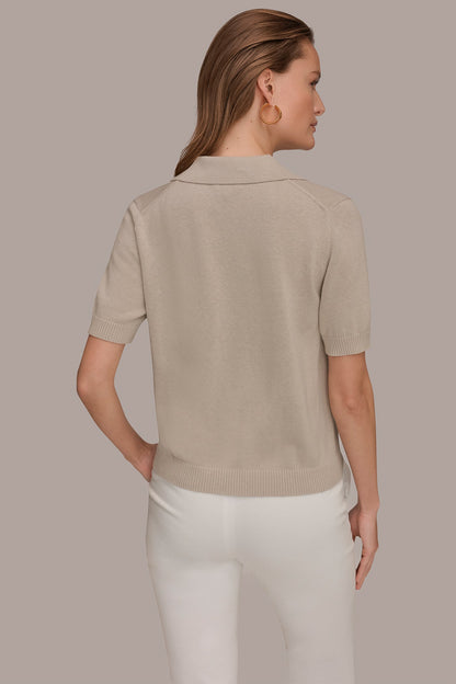 COTTON AND CASHMERE POLO SWEATER