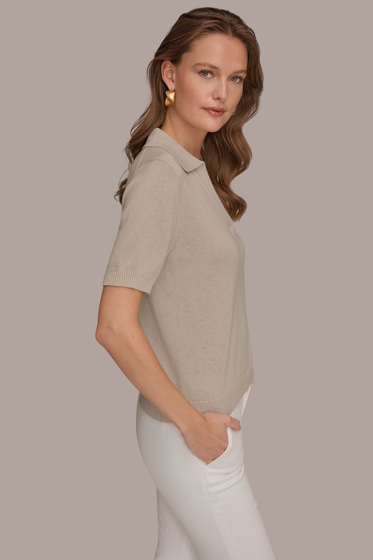 COTTON AND CASHMERE POLO SWEATER