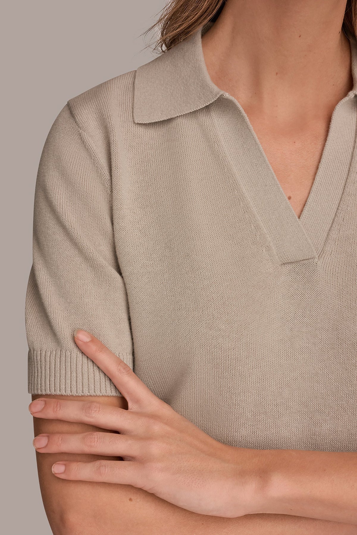 COTTON AND CASHMERE POLO SWEATER