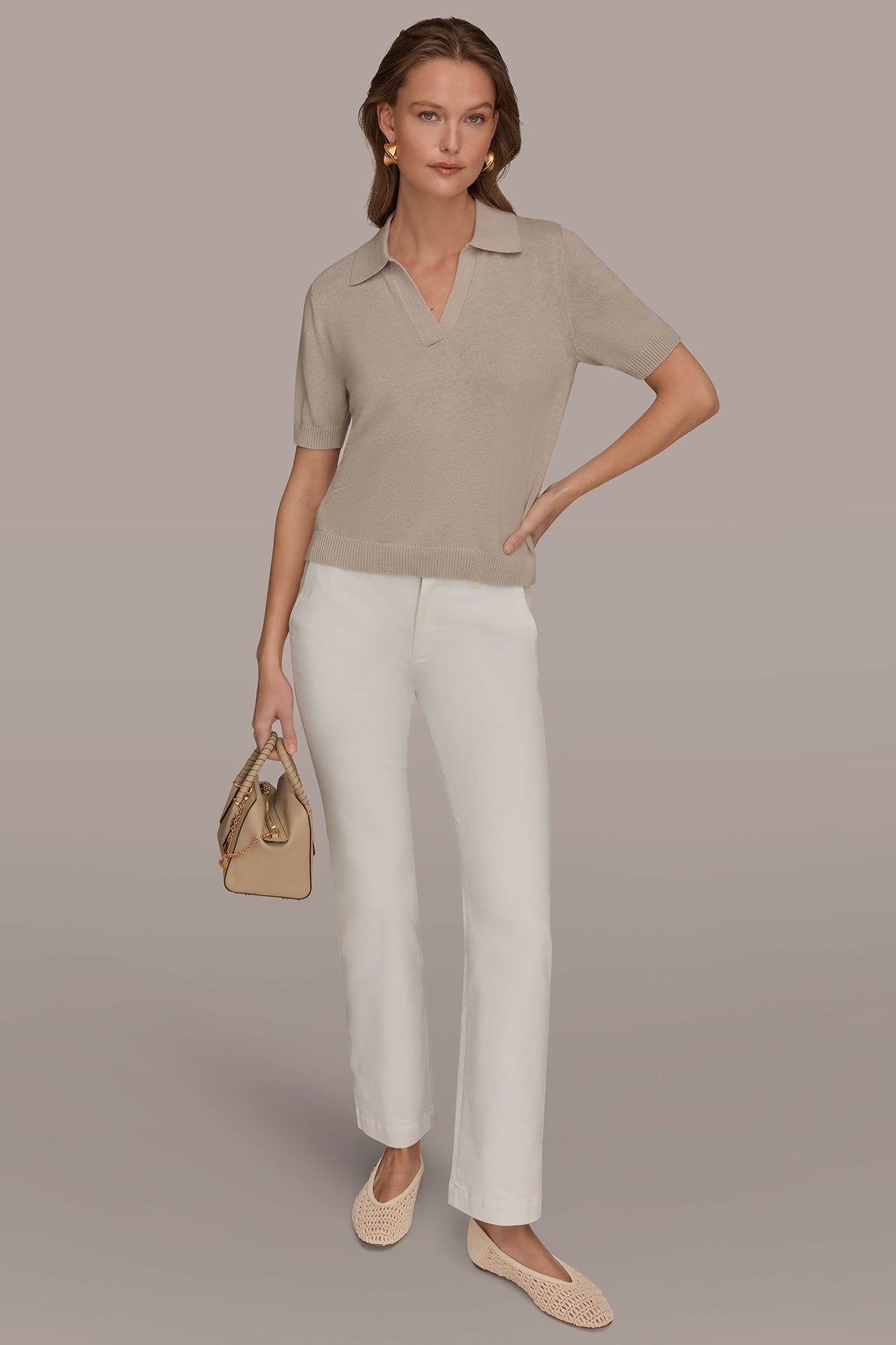 COTTON AND CASHMERE POLO SWEATER