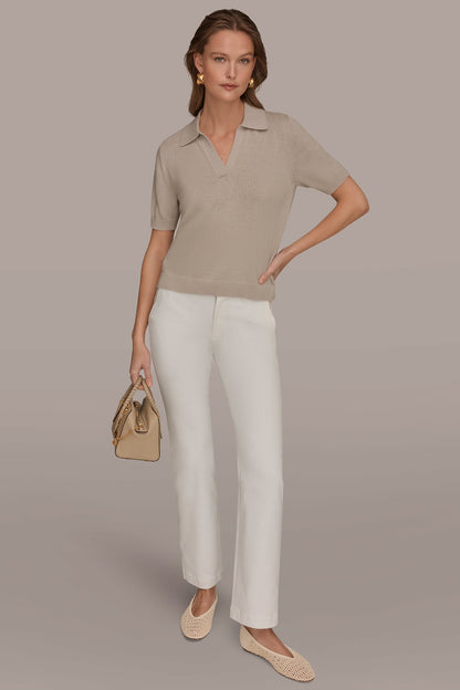 COTTON AND CASHMERE POLO SWEATER