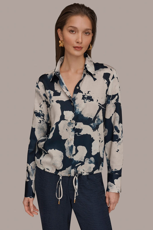 DRAWSTRING HEM BLOUSE
