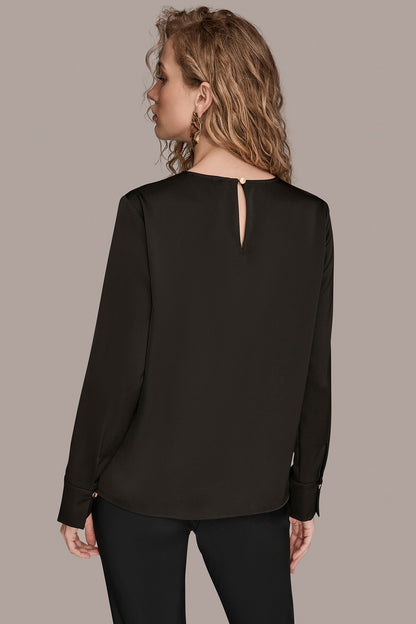 LONG SLEEVE RING V-NECK BLOUSE