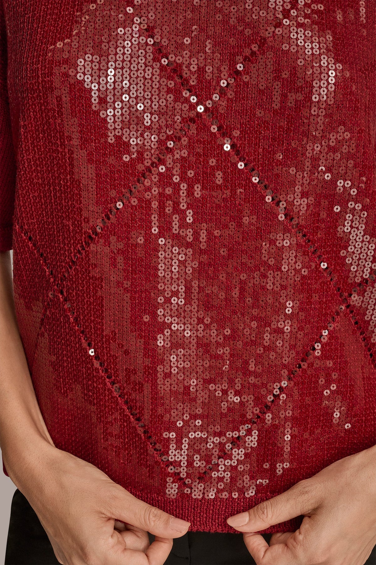 ELBOW-SLEEVE SEQUIN SWEATER