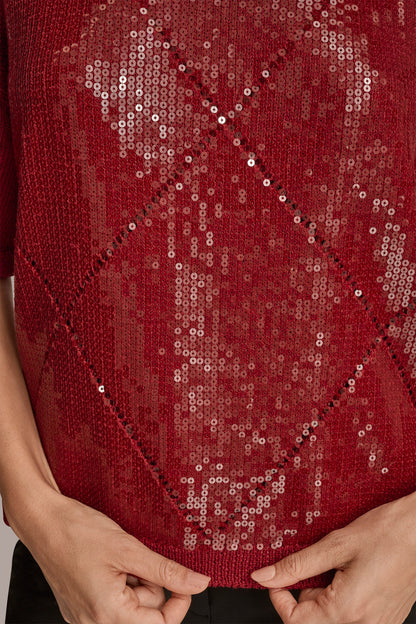 ELBOW-SLEEVE SEQUIN SWEATER