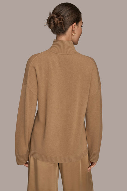 WOOL AND CASHMERE-BLEND MOCK-NECK SWEATER