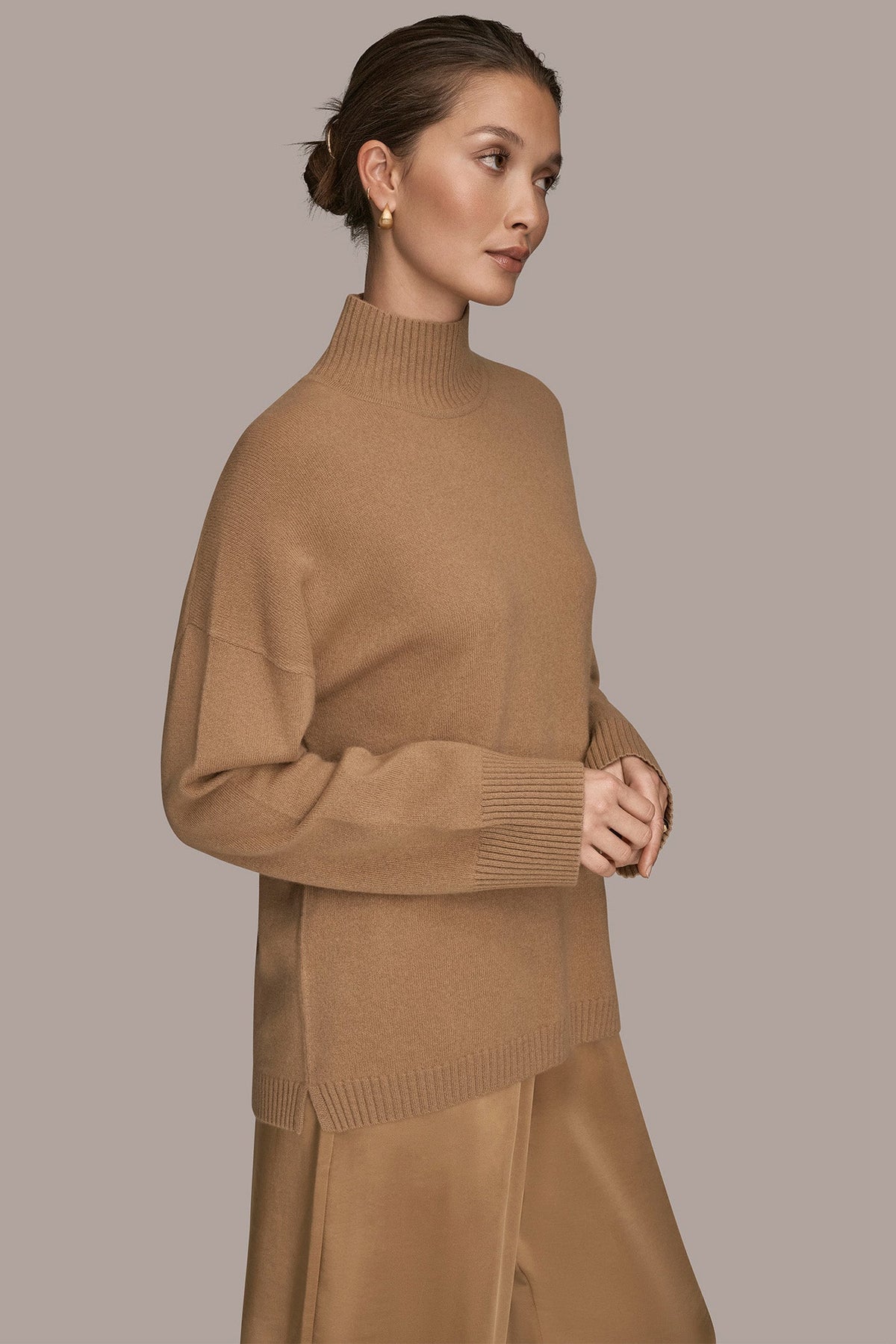 WOOL AND CASHMERE-BLEND MOCK-NECK SWEATER